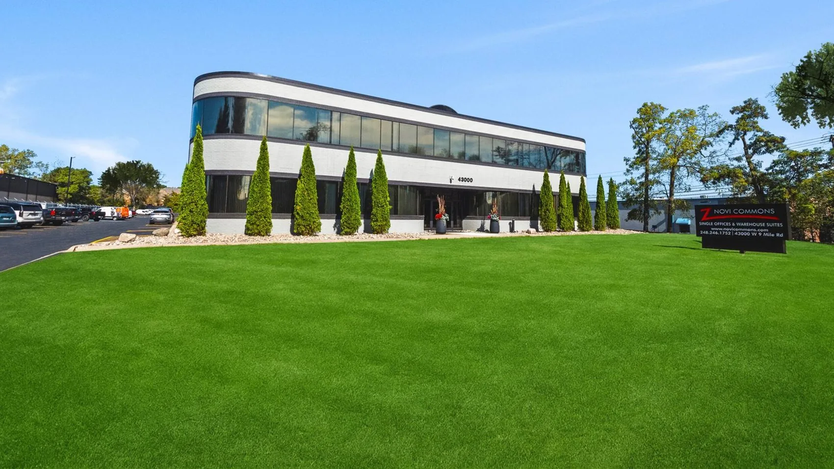 Novi Commons office building exterior at 43000 W. 9 Mile Road, Novi